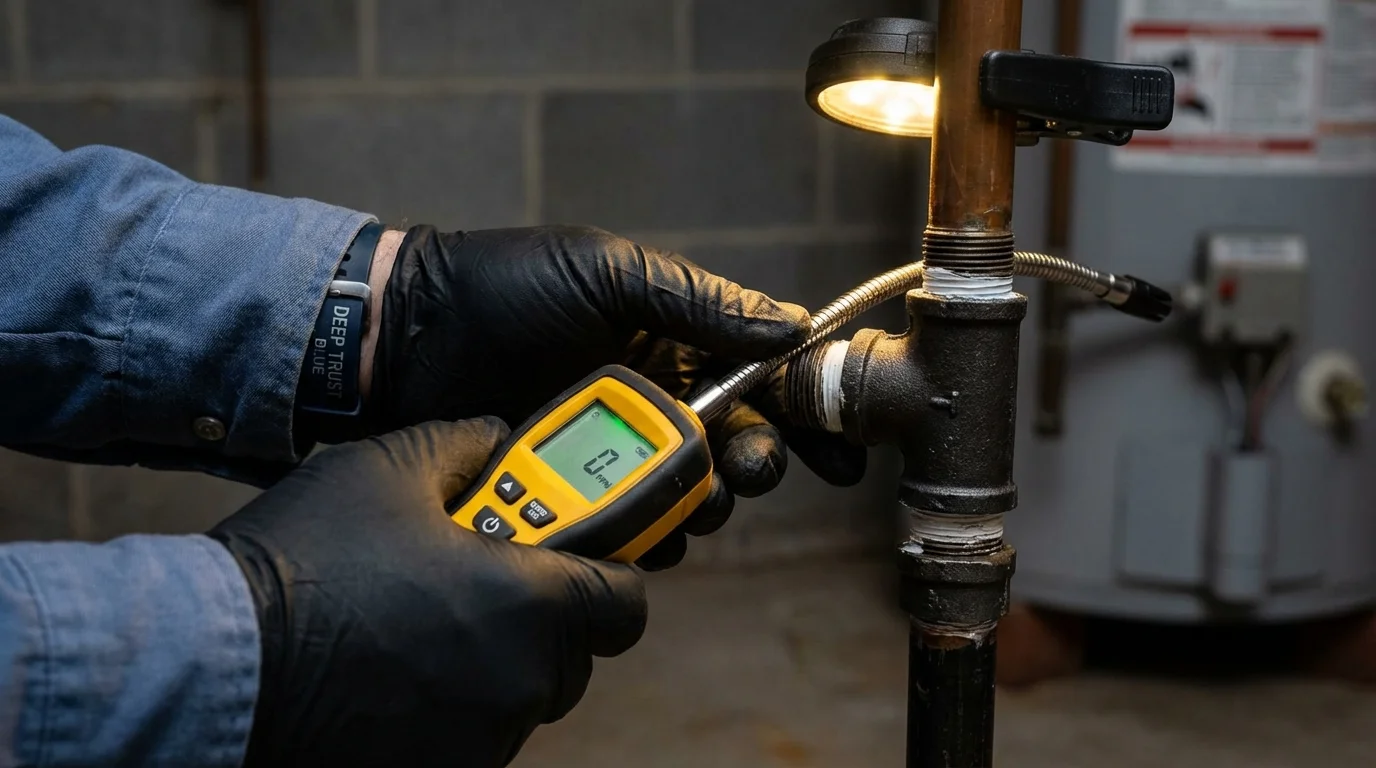 Gas leak detection with electronic sniffer by Johns Plumbing LLC in Olton