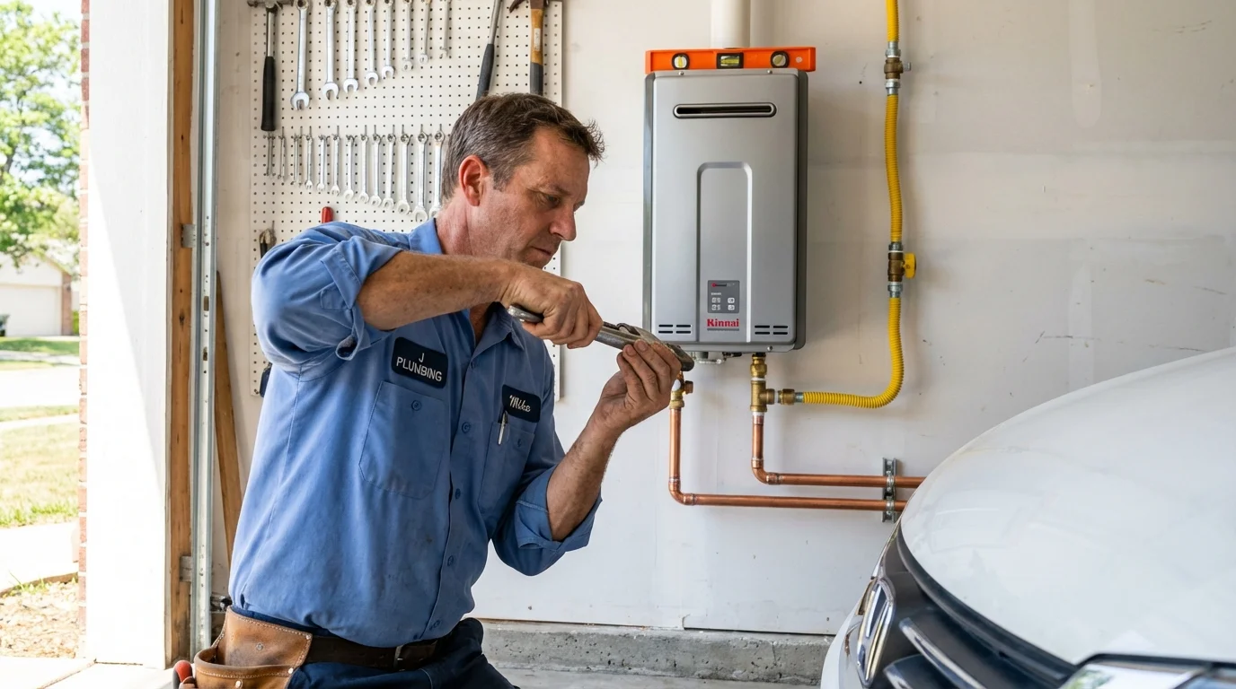 Tankless water heater installation by a Johns Plumbing LLC plumber in Olton